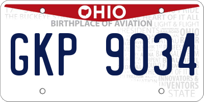 OH license plate GKP9034
