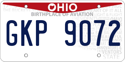 OH license plate GKP9072