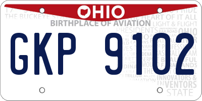 OH license plate GKP9102