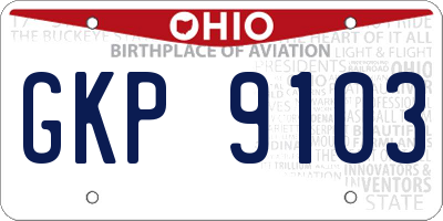 OH license plate GKP9103