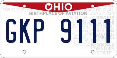 OH license plate GKP9111