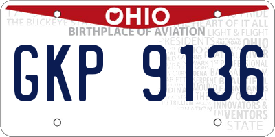 OH license plate GKP9136
