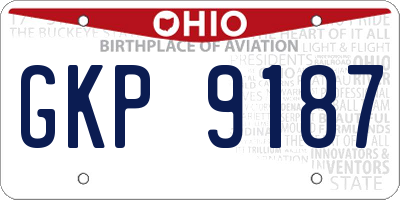 OH license plate GKP9187