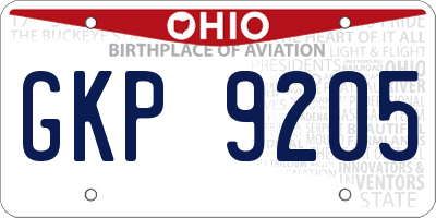 OH license plate GKP9205