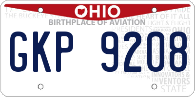 OH license plate GKP9208