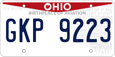 OH license plate GKP9223