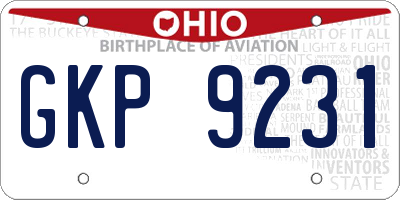OH license plate GKP9231