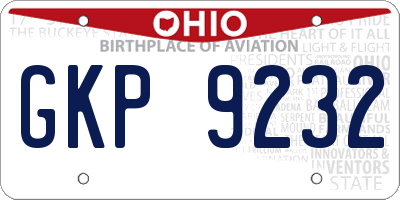 OH license plate GKP9232