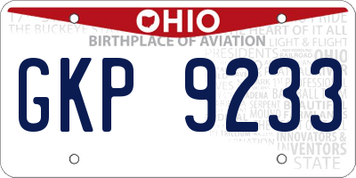 OH license plate GKP9233