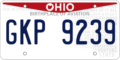 OH license plate GKP9239