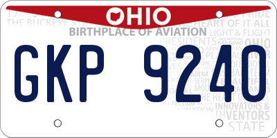 OH license plate GKP9240