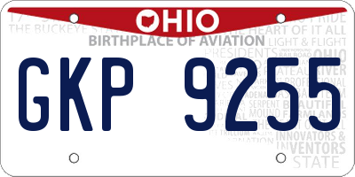 OH license plate GKP9255