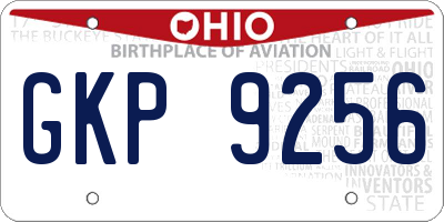 OH license plate GKP9256