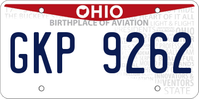 OH license plate GKP9262