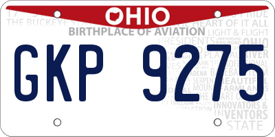 OH license plate GKP9275