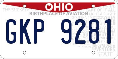 OH license plate GKP9281