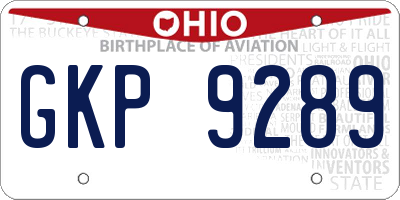 OH license plate GKP9289