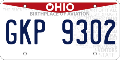OH license plate GKP9302