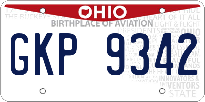 OH license plate GKP9342