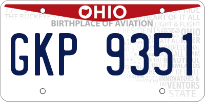 OH license plate GKP9351