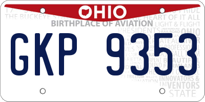 OH license plate GKP9353
