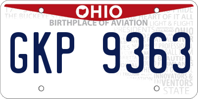 OH license plate GKP9363