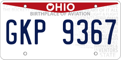 OH license plate GKP9367