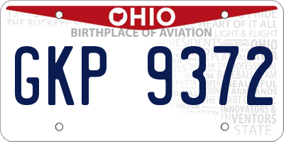 OH license plate GKP9372