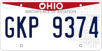 OH license plate GKP9374