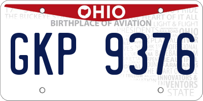OH license plate GKP9376