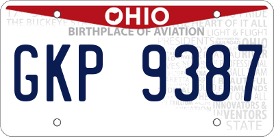 OH license plate GKP9387