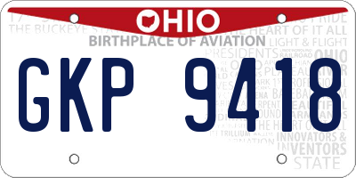 OH license plate GKP9418