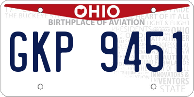 OH license plate GKP9451