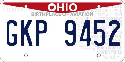 OH license plate GKP9452
