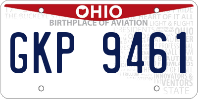 OH license plate GKP9461