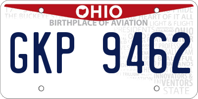 OH license plate GKP9462