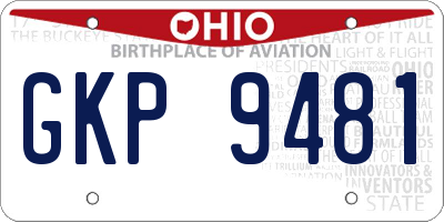 OH license plate GKP9481