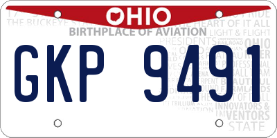 OH license plate GKP9491