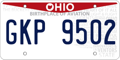 OH license plate GKP9502