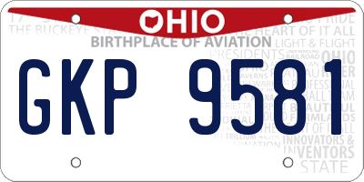 OH license plate GKP9581