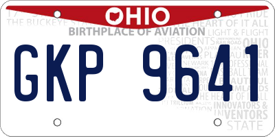 OH license plate GKP9641