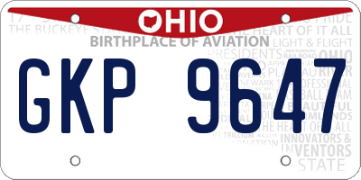 OH license plate GKP9647