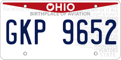 OH license plate GKP9652