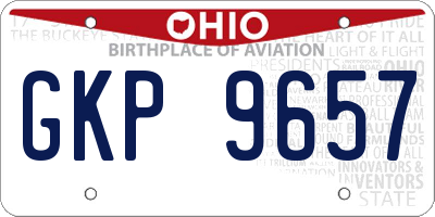 OH license plate GKP9657