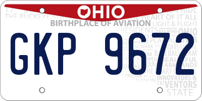 OH license plate GKP9672