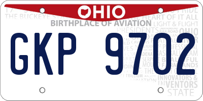 OH license plate GKP9702