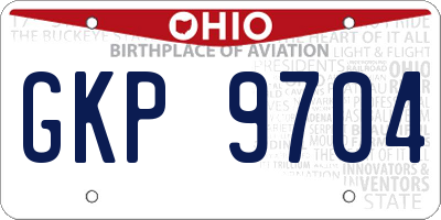 OH license plate GKP9704