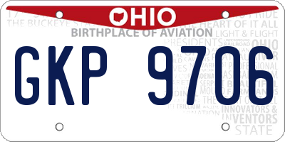 OH license plate GKP9706