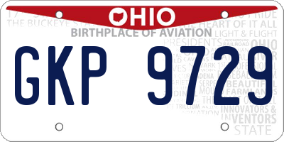 OH license plate GKP9729