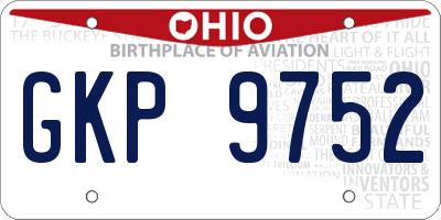 OH license plate GKP9752